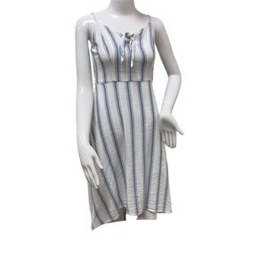 HOLLISTER Dress - White with Blue Vertical Strips - Spaghetti Straps